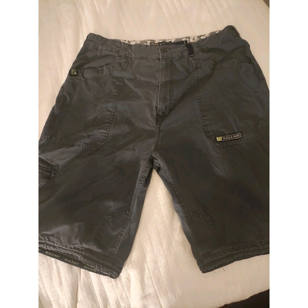 Bugle Boy Cargo Shorts Mens 40 Baggy Y2K Skate Utility Long Charcoal